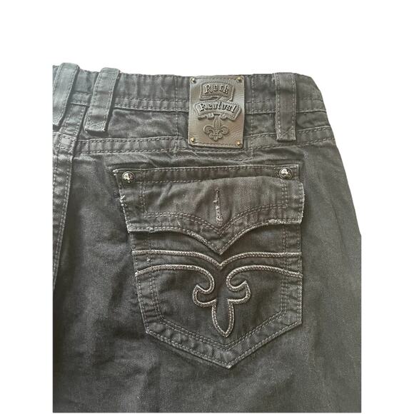 Y2K Rock Revival Embroidered Black “Steven” Straight Men’s Shorts Size 44 - Picture 2 of 8